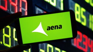 AENA logo on a mobile screen